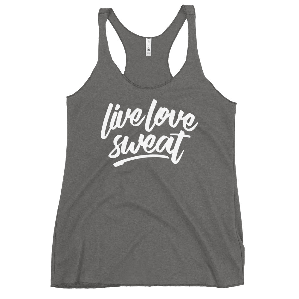 Live Love Sweat Script Women's Racerback Tank